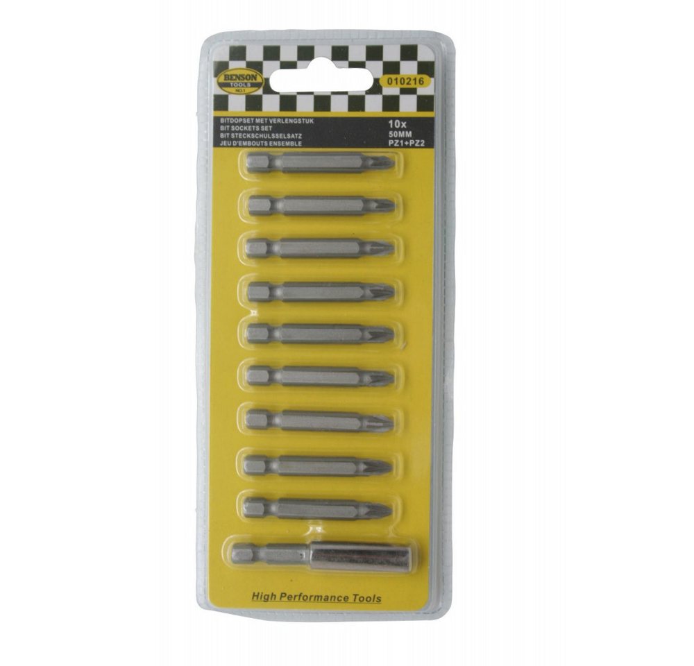 Benson Tools Bit-Set Bits Set 10 Stück 50mm pz1 + pz2 mit Verlängerung von Benson Tools