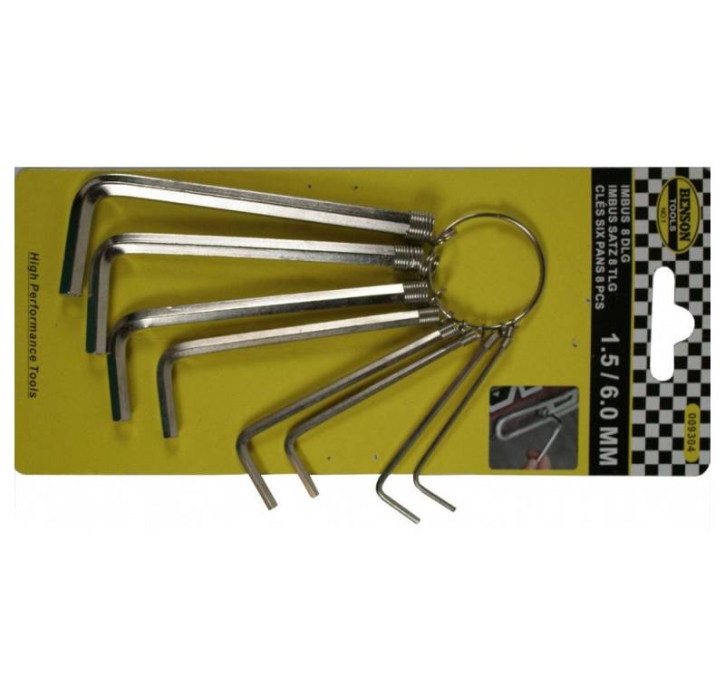 Benson Tools Innensechskantschlüssel Sechskantschlüssel Set 8 Stück Ring 1,5 - 6,0 mm Benson Tools Innensechskantschlüssel Sechskantschlüssel Set 8 Stück Ring 1,5 - 6,0 mm von Benson Tools