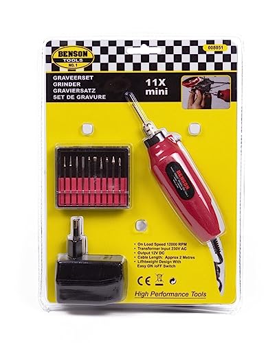 Gravurgerät Minnischleifgerät Schleifgerät 11ltg. 230V - 12V DC Gravur Set von Benson Tools