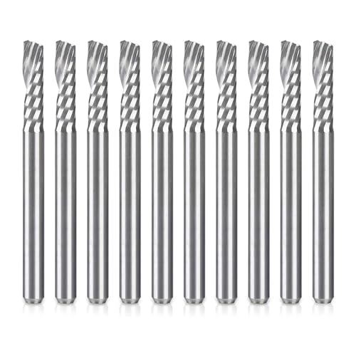 Benssey 10Er-Pack CNC-FräSer Bits 1/8 Schaft Spiral Upcut FräSer EinzelflöTen-SchaftfräSer Set FräSer Frischstahl Gravur Schnitzwerkzeuge Kit für MDF Acryl PVC Benssey 10Er-Pack CNC-FräSer Bits 1/8 Schaft Spiral Upcut FräSer EinzelflöTen-SchaftfräSer Set FräSer Frischstahl Gravur Schnitzwerkzeuge Kit für MDF Acryl PVC von Benssey