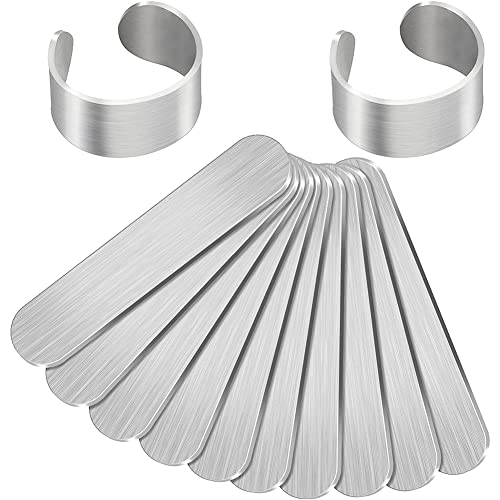 Benssey 12 StüCke Metallstanzrohlinge Aluminium Ringe Rohlinge 0.47X2.24 Biegerohlinge Ringe Rohlinge für DIY Schmuckherstellung von Benssey