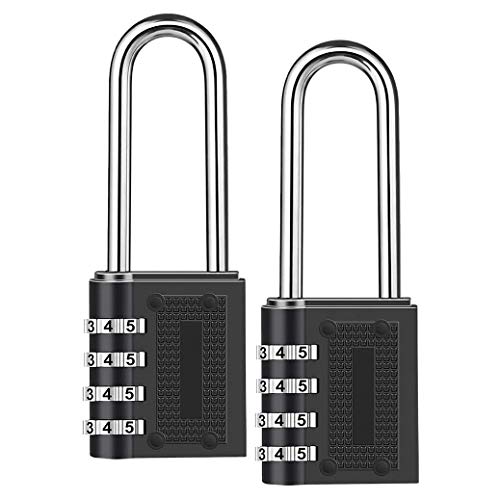 Benssey 2 Paket AußEn Kombinations Schloss Langes SchäKel Schloss 6,5 Cm SchäKel Wasserdichtes 4 Stelliges RüCkstellbares Zahlen Schloss von Benssey
