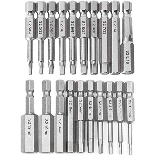 Benssey 20 Teiliges Sechskant Schrauben SchlüSsel Bohrer Set Schaft Schnellspanner Magnet Schraubendreher Set (Metrisch + SAE) von Benssey