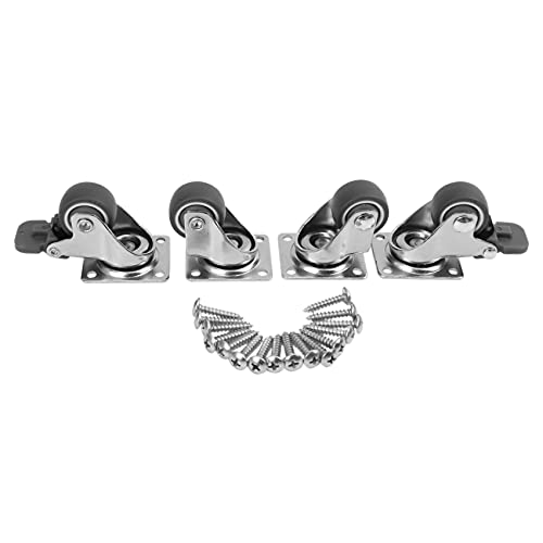 Benssey 4 Pack 1 Low Profile Rollen Soft Rubber Lenkrolle mit 360-Grad-Deckplatte 100 Lb GesamtkapazitäT für 4Er-Set (2 mit Bremsen und 2 Ohne) von Benssey