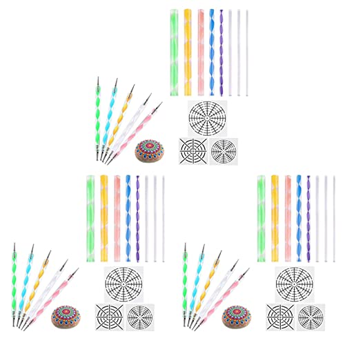 Benssey 48 Stück Mandala Punktier Werkzeuge Zum Malen Von Steinen Mandala Schablonen Kit Ball Stylus Ton Bildhauerei Schnitz Werkzeuge von Benssey