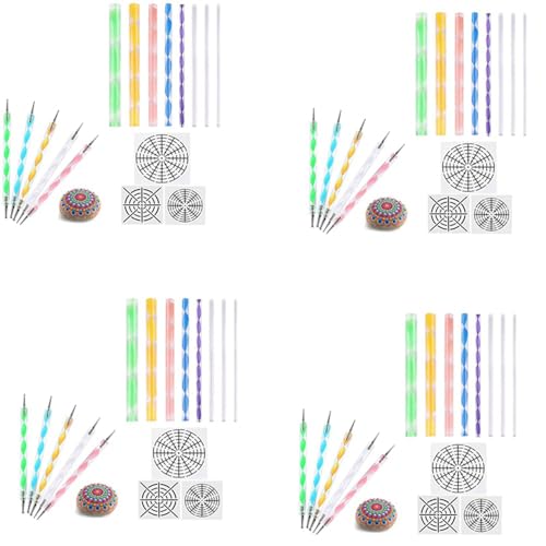 Benssey 64 Stück Mandala Punktier Werkzeuge zum Malen Von Steinen Mandala Schablonen Kit Ball Stylus Ton Bildhauerei Schnitz Werkzeuge von Benssey