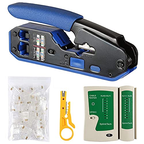 Benssey Netzwerk Kabel Filter RJ45 Crimp Werkzeug Kit CAT5 CAT5E CAT6 Crimp Werkzeug Kit, 50 STÜCKE RJ45 CAT6 Anschluss Stecker von Benssey