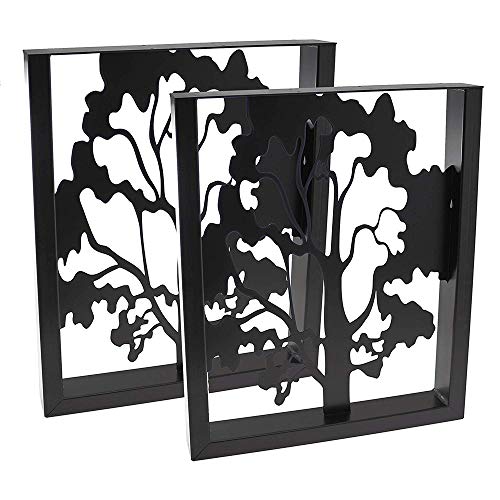 2 x Tischgestell in U Form schwarz Pulverbeschichtet mit Baum Silhouette Dekoration Deko Esstisch Home von Bentatec