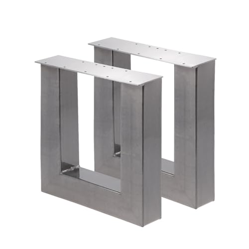 Bankgestell U 80/80 aus pulverbeschichtetem Stahl – Höhe 40 cm, Tiefe 40 cm, Profil 80x80 mm, stabiles Stahlgestell ohne Lehne für Sitzbank & Möbelbau (Stahl Klarlack, 2er-Set) von Bentatec