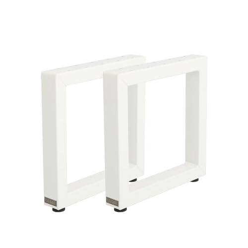 Bankgestell ohne Lehne 60/40 aus Stahl pulverbeschichtet – Höhe 42 cm Tiefe 40 cm Profil 60x40 mm, stabiles Metall Untergestell für Bänke Sitzmöbel Gartenmöbel (Weiß, 2er-Set) von Bentatec