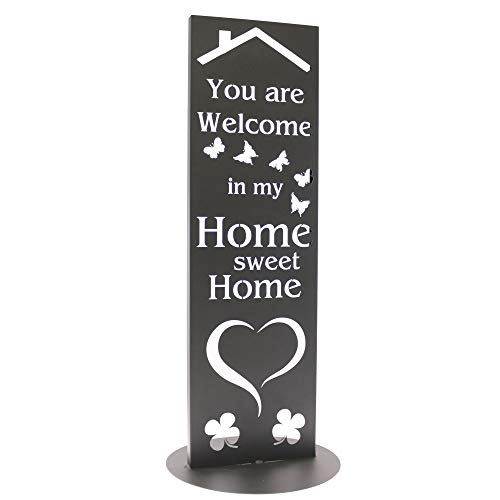 Bentatec Gartenschild Anthrazit Dekosäule Home Sweet Home 100cm x 30cm Gartenschild Gartendekoration Dekoratives Element von Bentatec