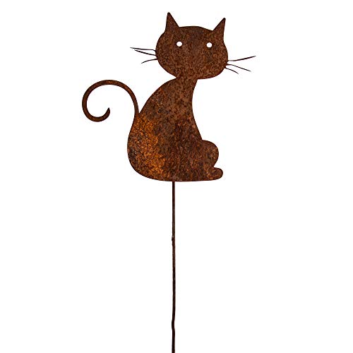 Bentatec Gartenstecker Edelrost Katze 35cm x 35cm mit Metallstab mit Metallstab Gartenschild Gartendekoration Dekoratives Element von Bentatec