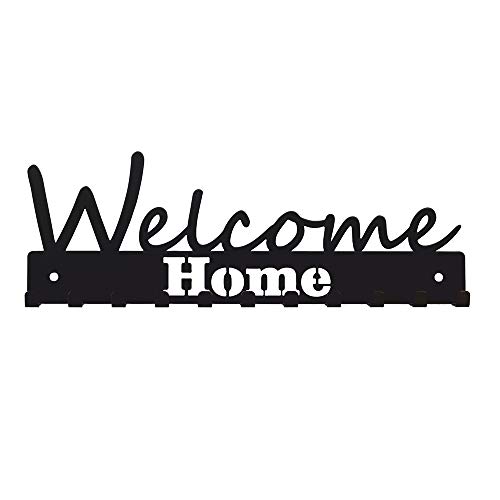 Bentatec Schlüsselbrett Welcome Home - schwarz mit 11 Schlüsselhaken von Bentatec