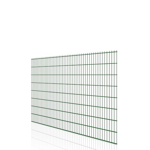 DV Doppelstabmatte 8/6/8 aus Stahl – Pulverbeschichtet, Anthrazit RAL 7016 oder Moosgrün RAL 6005 – 2,5 m breit, verschiedene Höhen, vorverzinkte Drähte (Moosgrün RAL 6005, 1630 mm) von Bentatec