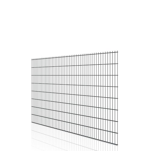 Doppelstabmatte 8/6/8 – 2,5 m breit – feuerverzinkt & pulverbeschichtet – verschiedene Höhen – Maschenweite 50x200 mm – Feuerverzinkt, Anthrazit, Moosgrün (Anthrazit RAL 7016, 1630 mm) von Bentatec