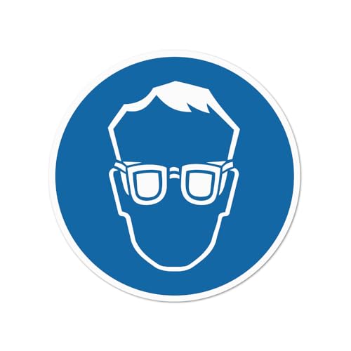 Hinweisschild „Schutzbrille tragen“ – genormt nach DIN EN ISO 7010 & ASR A1.3 (2013) – Alu-Dibond, Aufkleber, Reflektorfolie oder Magnetschild – verschiedene Größen (Aufkleber, Ø 20 cm) von Bentatec