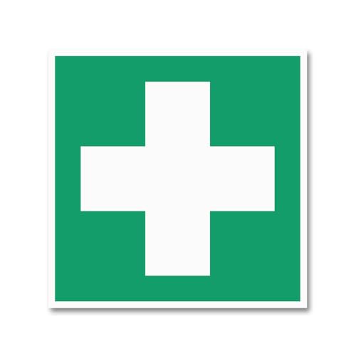 Hinweisschild Erste Hilfe – genormt nach ISO 7010, ASR A1.3, DIN 4844 – Alu-Dibond, Aufkleber, Reflektorfolie oder Magnetschild – verschiedene Größen (Alu-Dibond, 10 x 10 cm) von Bentatec