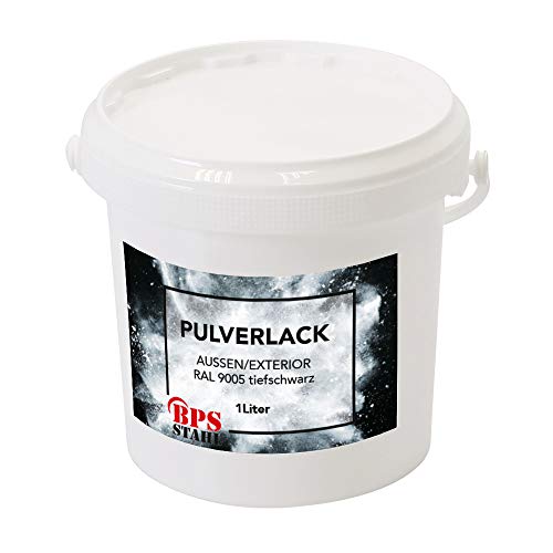 Pulverlack/Pulverbeschichtung 1 Liter Eimer schwarz MATT (Tiefschwarz (RAL 9005)) von Bentatec