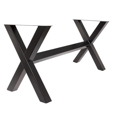 Tischgestell X stabil mit Strebe aus pulverbeschichtetem Stahl – Höhe 72 cm, Breite 60 cm, Länge variabel, Profil 80x80 mm, massives X-Gestell für Esstische & Schreibtische (140 cm) von Bentatec