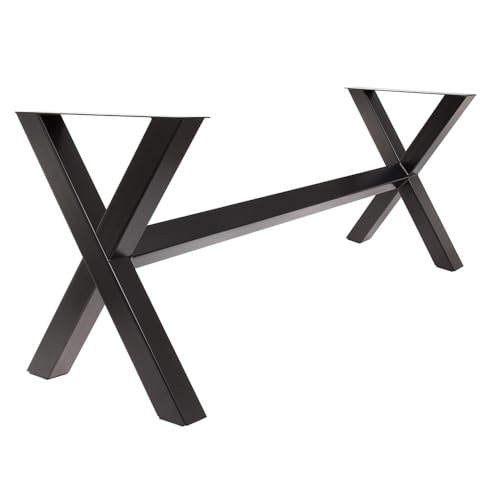 Tischgestell X stabil mit Strebe aus pulverbeschichtetem Stahl – Höhe 72 cm, Breite 60 cm, Länge variabel, Profil 80x80 mm, massives X-Gestell für Esstische & Schreibtische (180 cm) von Bentatec