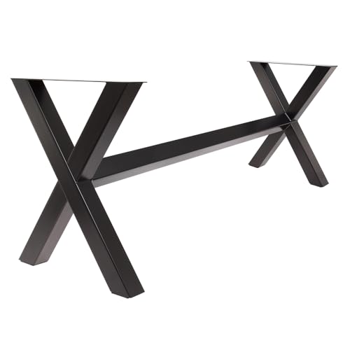 Tischgestell X stabil mit Strebe aus pulverbeschichtetem Stahl – Höhe 72 cm, Breite 60 cm, Länge variabel, Profil 80x80 mm, massives X-Gestell für Esstische & Schreibtische (200 cm) von Bentatec