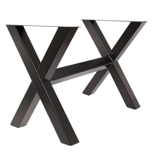 Tischgestell X stabil mit Strebe aus pulverbeschichtetem Stahl – Höhe 72 cm, Breite 60 cm, Länge variabel, Profil 80x80 mm, massives X-Gestell für Esstische & Schreibtische (80 cm) von Bentatec