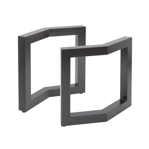 Tischgestell mit Knick aus pulverbeschichtetem Stahl – Höhe 72 cm, Breite 75 cm, Profil 80x80 mm, modernes Metallgestell für Esstische & Schreibtische (Schwarz matt, 2er-Set) von Bentatec