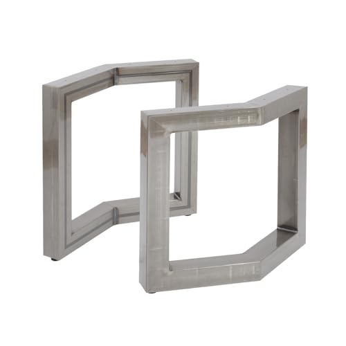 Tischgestell mit Knick aus pulverbeschichtetem Stahl – Höhe 72 cm, Breite 75 cm, Profil 80x80 mm, modernes Metallgestell für Esstische & Schreibtische (Stahl Klarlack, 2er-Set) von Bentatec