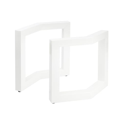 Tischgestell mit Knick aus pulverbeschichtetem Stahl – Höhe 72 cm, Breite 75 cm, Profil 80x80 mm, modernes Metallgestell für Esstische & Schreibtische (Weiß glänzend, 2er-Set) von Bentatec