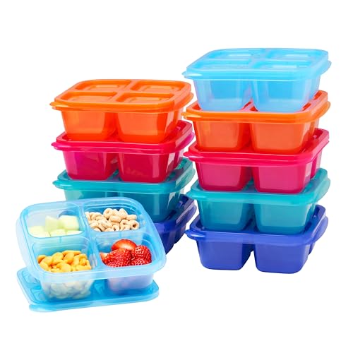 Bentgo Easyboxes Snackbehälter mit 4 Fächern, 20-teiliges Set mit 10 Tabletts und 10 passgenauen Deckeln zum Versiegeln der Frische – wiederverwendbare Lebensmittelaufbewahrung & von Bentgo