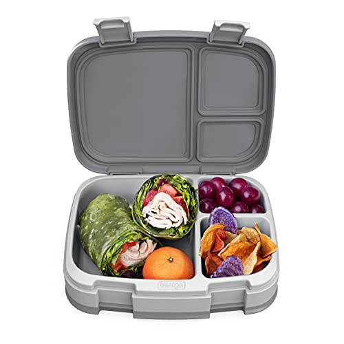 Bentgo FRISCH,Auslaufsichere, vielseitige Lunchbox mit 4 Fächern im Bento-Stil mit herausnehmbarem Trennwand,BPA-frei, lebensmittelechte Materialien (grau) von Bentgo