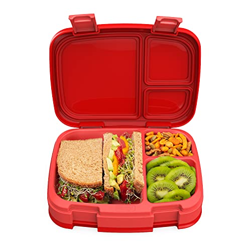 Bentgo FRISCH,Auslaufsichere, vielseitige Lunchbox mit 4 Fächern im Bento-Stil mit herausnehmbarem Trennwand,BPA-frei, lebensmittelechte Materialien (rot) von Bentgo