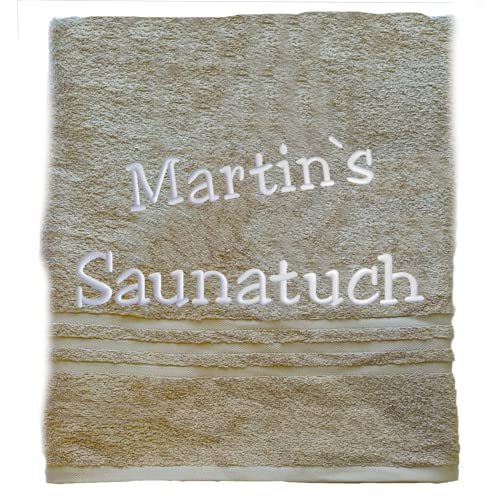 Bentini Saunatuch | Gr. 70 x 200 cm | Personalisiert | Individuell | Geeignet als Geschenkidee | Hohe Saugfähigkeit | Lange Haltbarkeit (Cappuccino) von Bentini