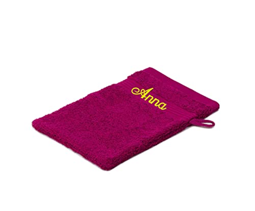 Bentini Waschhandschuh | Gr. 17 x 24 cm | mit Namen Bestickt | Waschlappen frottee | Personalisiert | Hygienisch | Geeignet als Geschenk (cyclam) von Bentini