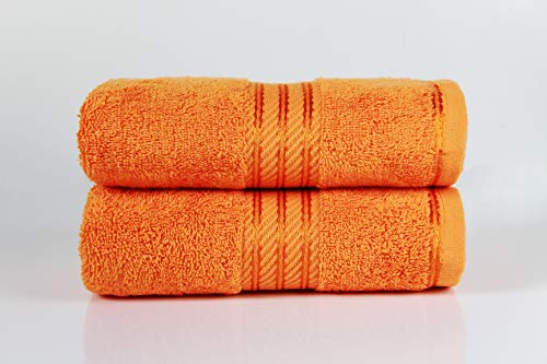 Bentley Priory Linens Handtücher (2 Stück) für Badezimmer Supreme Range 500 g/m² superweiche ägyptische Baumwolle 2 Stück saugfähig und schnell trocknende Handtücher Set 50 x 85 cm (orange) von Bentley Priory Linens