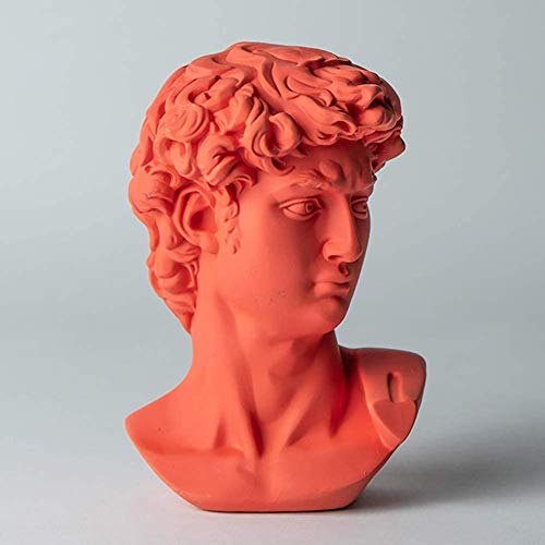 Resin Kopf Statue David, Klassische griechische Büste Statue Figur Skulptur Kunsthandwerk Hauptdekorationen Skizze Ornamente, Rosa,D von Bento