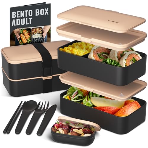 Premium Bento Lunchbox in 8 modernen Farben, 2 Fächer, auslaufsicher, inklusive Saucenbehälter, Trennwand, japanische Bento-Box für Erwachsene, mikrowellen- und spülmaschinenfest Premium Bento Lunchbox in 8 modernen Farben, 2 Fächer, auslaufsicher, inklusive Saucenbehälter, Trennwand, japanische Bento-Box für Erwachsene, mikrowellen- und spülmaschinenfest von Bentoheaven