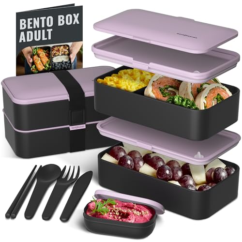 Premium Bento-Lunchbox in 8 modernen Farben, 2 Fächer, auslaufsicher, inklusive Saucenbehälter, Trennwand, japanische Bento-Box für Erwachsene und Kinder, Mikrowelle und Spülmaschine Sicher Premium Bento-Lunchbox in 8 modernen Farben, 2 Fächer, auslaufsicher, inklusive Saucenbehälter, Trennwand, japanische Bento-Box für Erwachsene und Kinder, Mikrowelle und Spülmaschine Sicher von Bentoheaven
