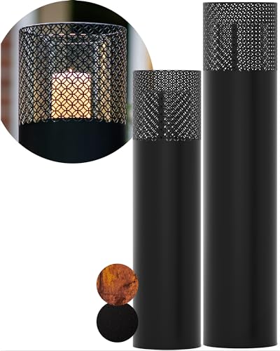 Bentson Windlichtsäule Anthrazit Design I 2er Set I Deko-Säule für Garten im Industrial Design I Garten Windlicht für draußen und drinnen I Laterne inklusive Kerzen I Orientalisch I 95cm + 75cm Bentson Windlichtsäule Anthrazit Design I 2er Set I Deko-Säule für Garten im Industrial Design I Garten Windlicht für draußen und drinnen I Laterne inklusive Kerzen I Orientalisch I 95cm + 75cm von Bentson