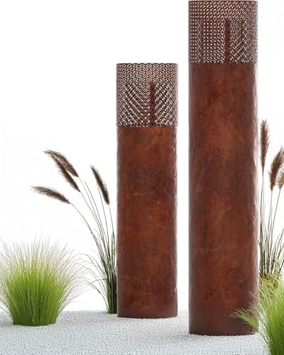 BENTSON Windlichtsäule I 2er Set I Deko-Säule für Garten im Rost Industrial Design I Windlicht für draußen und drinnen I Laterne inklusive Kerzen I Orientalisch I 95cm + 75cm BENTSON Windlichtsäule I 2er Set I Deko-Säule für Garten im Rost Industrial Design I Windlicht für draußen und drinnen I Laterne inklusive Kerzen I Orientalisch I 95cm + 75cm von Bentson