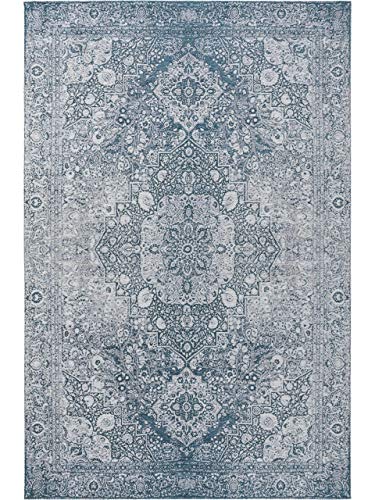 Benuta Flachgewebeteppich Frencie Blau 80x165 cm - Vintage Teppich im Used-Look, 4053894806964 von benuta
