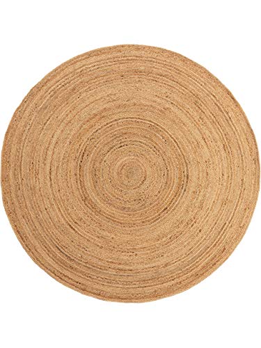 benuta Pure Juteteppich Jutta - 100% Jute handgewebt - Rund & im Style: Uni, Natural Living - Pflegeleicht für Wohnzimmer Schlafzimmer | Hellbraun | ø 90 cm rund von benuta