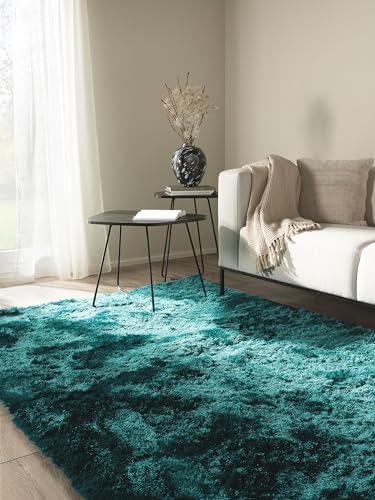 Benuta Shaggy Hochflor Teppich Whisper Türkis 80x150 cm | Langflor Teppich für Schlafzimmer und Wohnzimmer von benuta