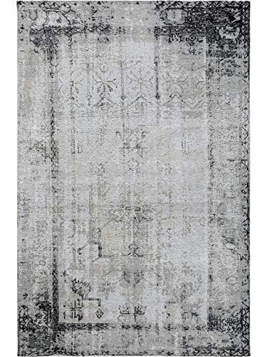 benuta Flachgewebeteppich Frencie Schwarz/Grau 80x165 cm - Vintage Teppich im Used-Look von benuta