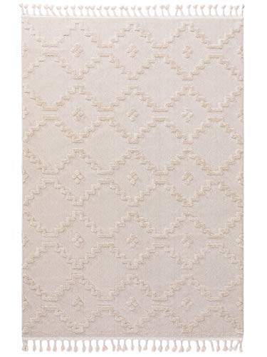 benuta Teppich OYO Cream 120 x 180 cm - Eleganter Boho Look Teppich für Schlafzimmer und Wohnzimmer - Maschinengewebt - Für Fußbodenheizung geeignet von benuta