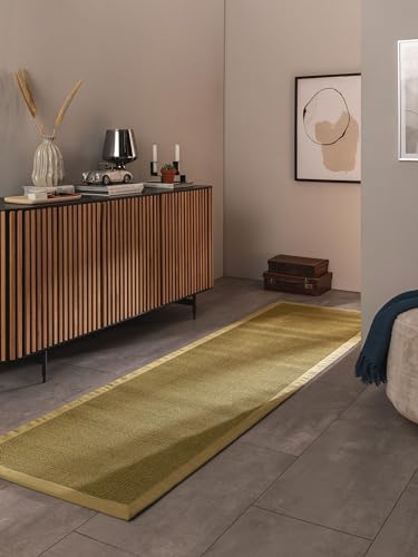 benuta Nest Sisalteppich Sana - 100% Sisal - Läufer & im Style: Bordüre, Uni, Natural Living - Pflegeleicht für Wohnzimmer Schlafzimmer, Grün, 70x300 cm von benuta