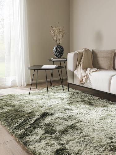 Benuta Shaggy Hochflor Teppich Whisper Grün 120x170 cm | Langflor Teppich für Schlafzimmer und Wohnzimmer von benuta
