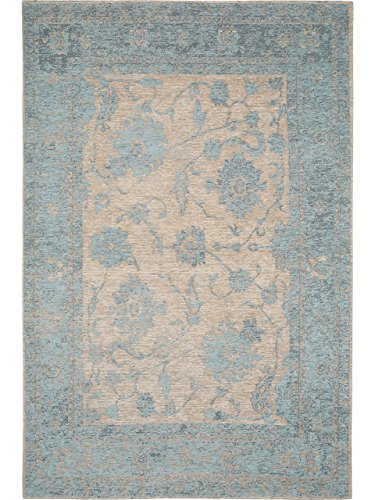 Benuta Teppiche: Moderner Designer Teppich Vintage Frencie Flora Blau 160x235 cm - Oeko-Tex Standard 100-Siegel - 55% Polyacryl,27% Polyester,17% Baumwolle,1% Latex - Vintage/Patchwork 4053894669804 von benuta