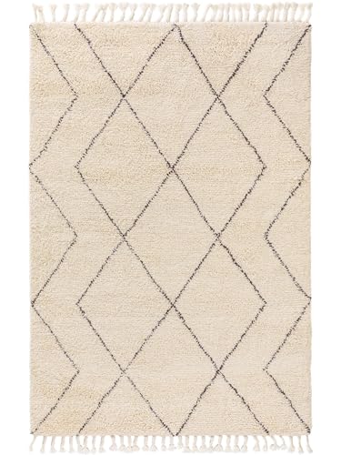 benuta Finest Handgeknüpfter Wollteppich Beppo - 100% Wolle handgeknüpft - Rechteckig & im Style: Berber, Geometrisch, Traditionell, Hygge & Cozy, Minimalistisch, Natural - | Beige | 160x230 cm von benuta