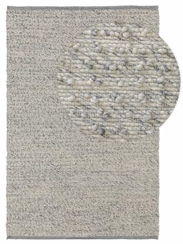 benuta Pure Wollteppich Lana - Wolle handgewebt - Rechteckig & im Style: Uni, Hygge & Cozy, Minimalistisch, Natural - Pflegeleicht für Wohnzimmer Schlafzimmer | Grau | 80x150 cm von benuta
